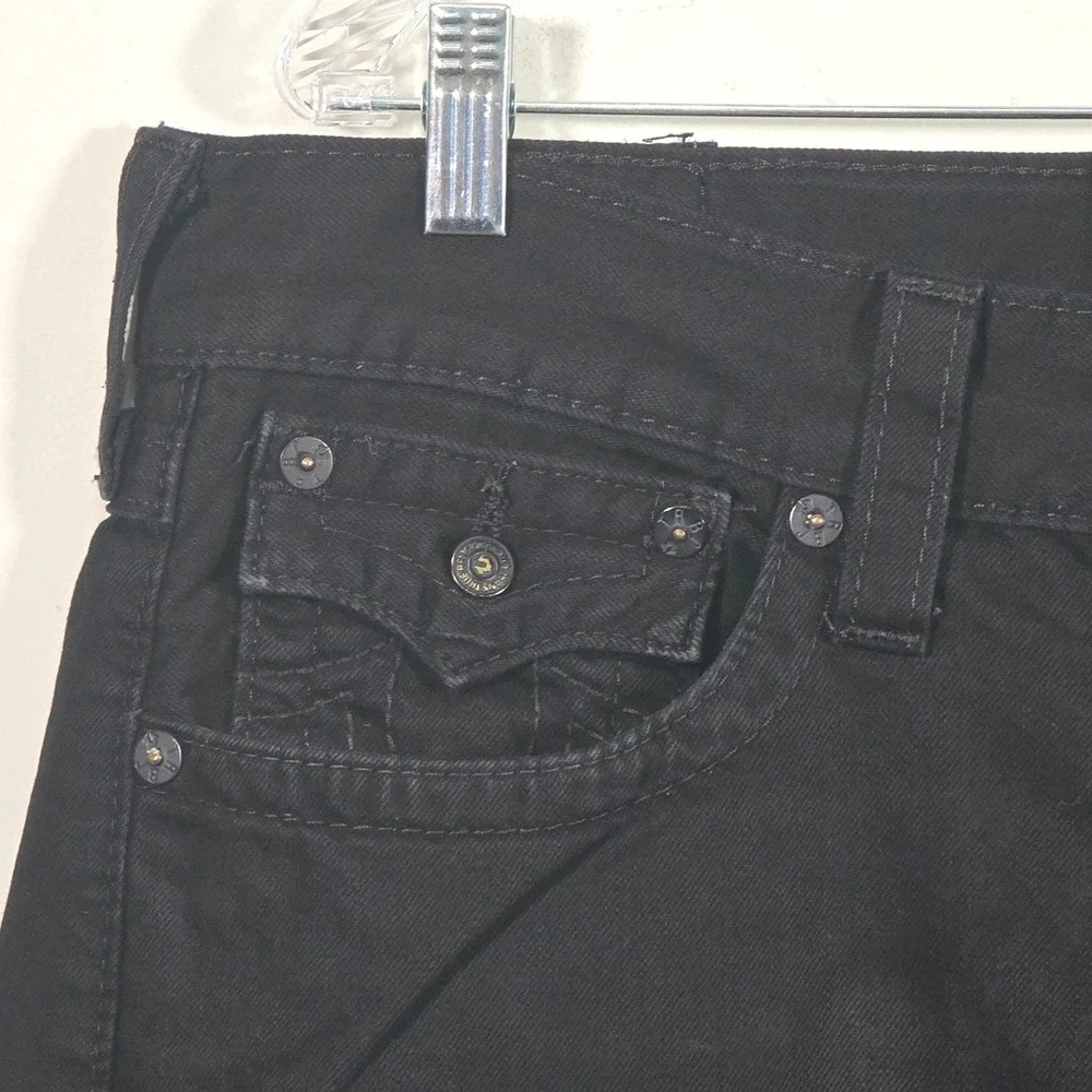 True Religion Ricky Jeans Y2K Mens 36 Black Flap Pocket Made in USA Denim
